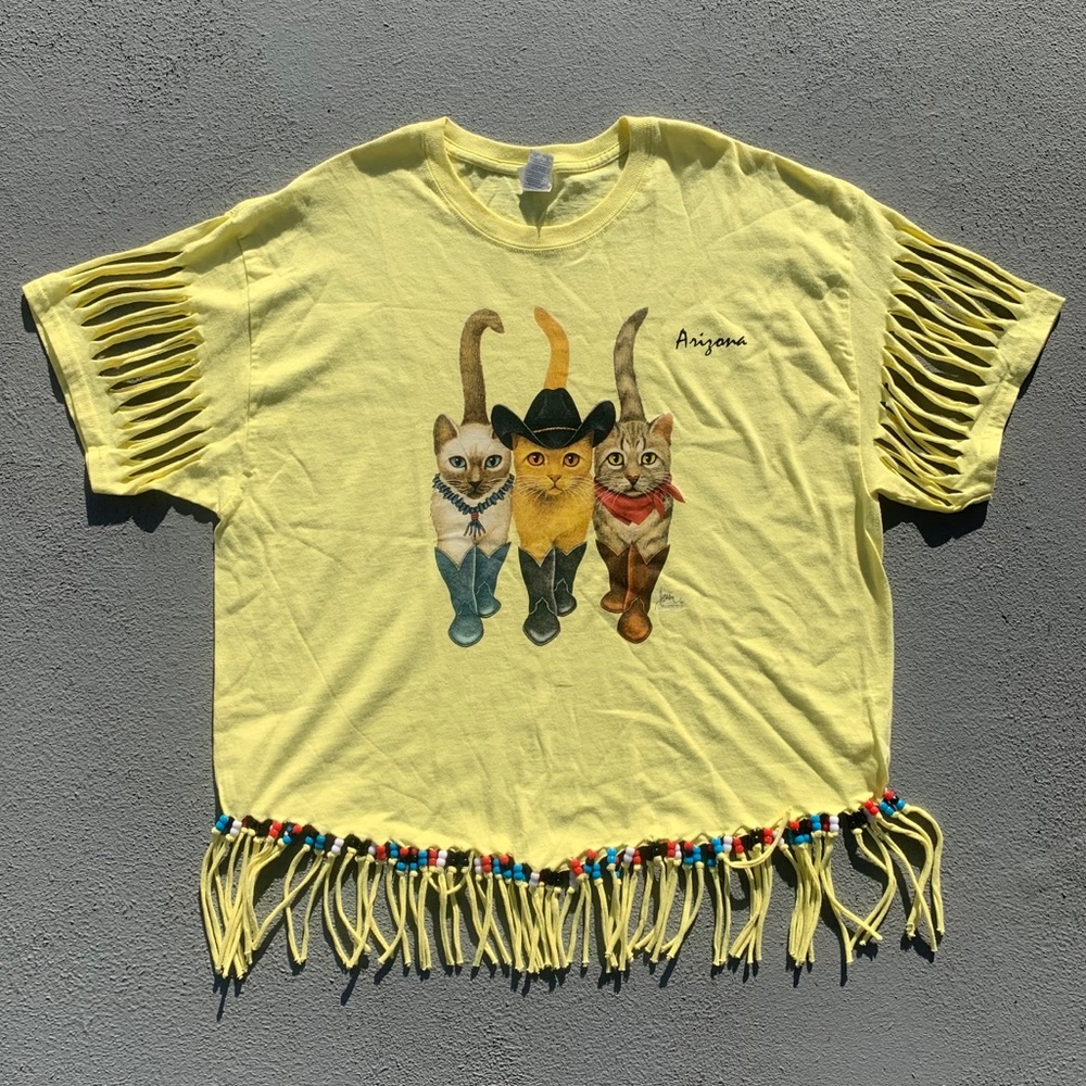 Arizona Cowboy Cats fringe boho T-shirt